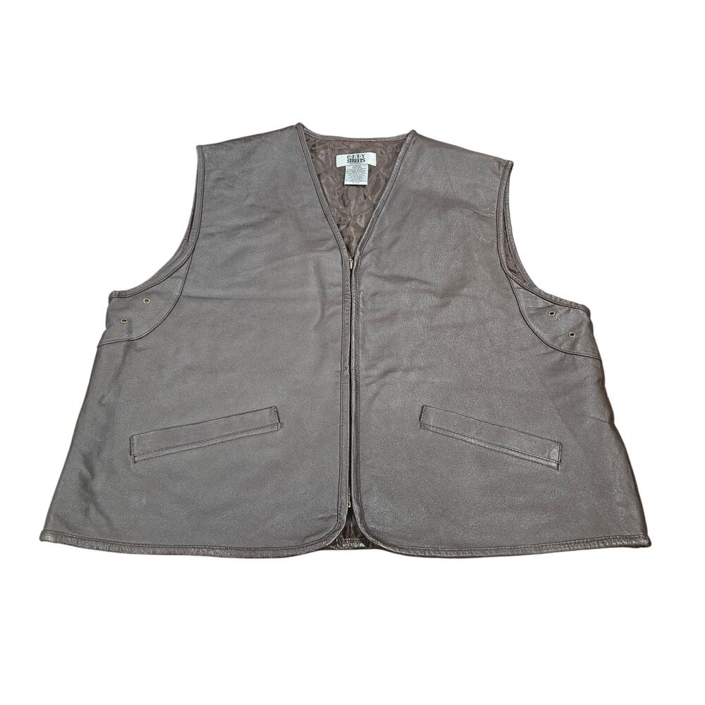 Vintage City Streets Men’s Leather Vest Brown Biker Western Size L